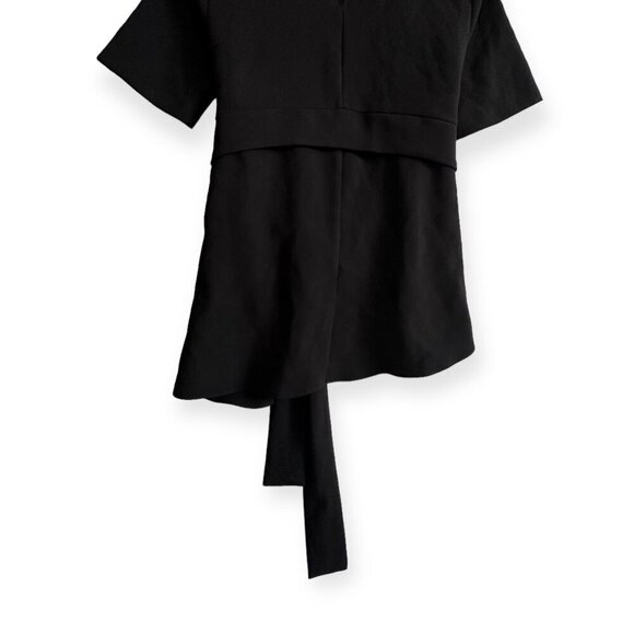 ZARA WOMAN V NECK Belted Asymmetrical blouse top, Black, Size S - Picture 9 of 14